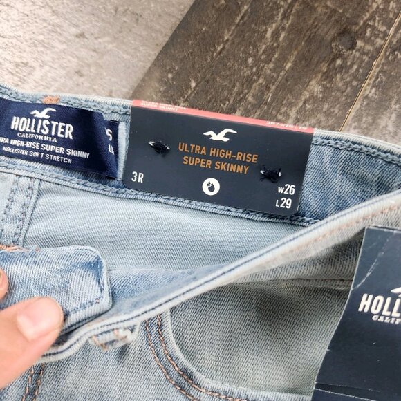 Hollister Ultra High Rise Super Skinny Jeans Womens size 3R 26x29 Denim Pants - Picture 5 of 10